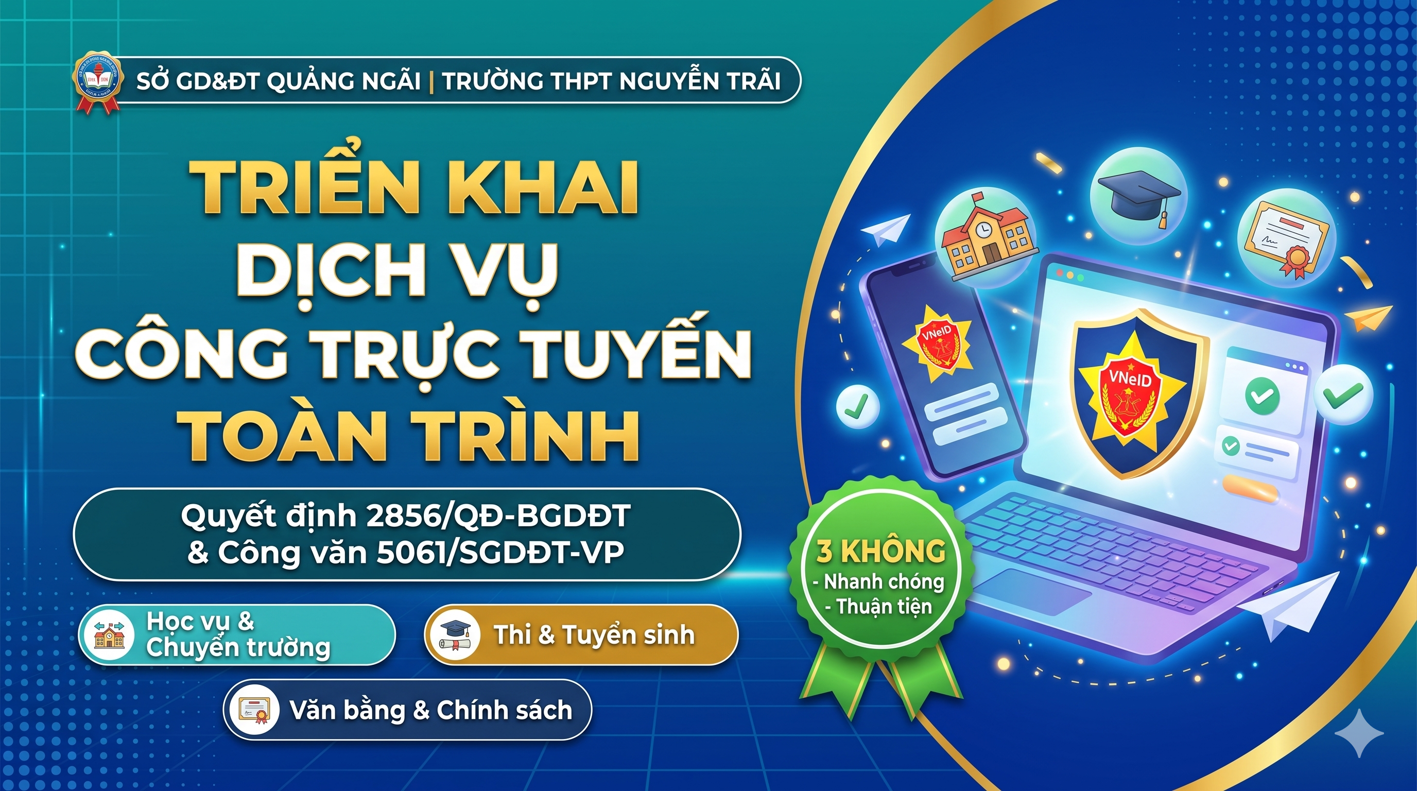 HƯỚNG DẪN THỰC HIỆN DỊCH VỤ CÔNG TRỰC TUYẾN TẠI TRƯỜNG THPT NGUYỄN TRÃI