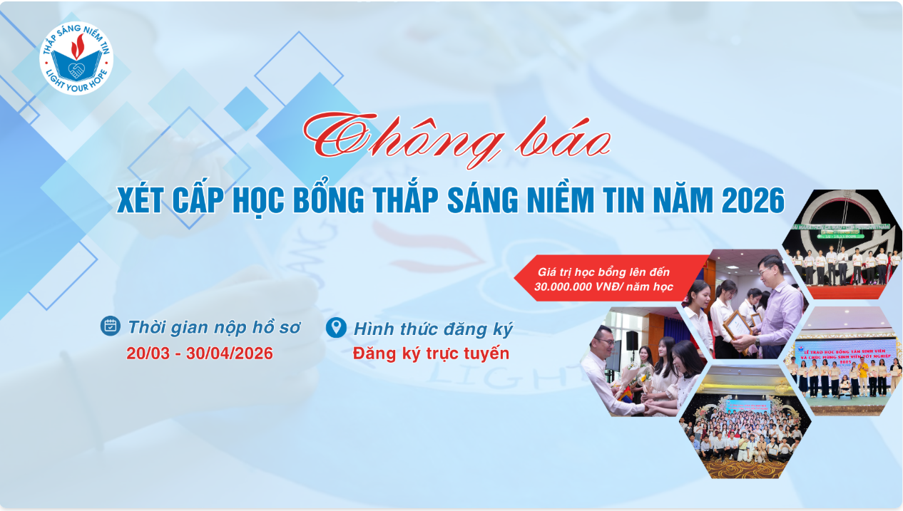 Thông báo xét học bổng 'Thắp sáng niềm tin năm 2026'